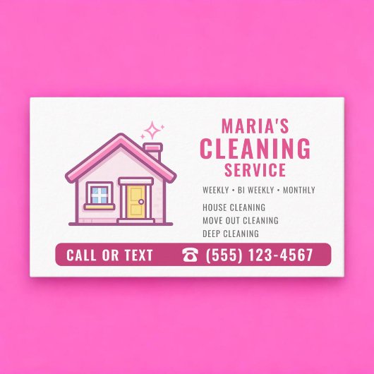 House Cleaning Maid Service Pink  名刺