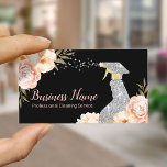 House Cleaning Maid Service Vintage Floral 名刺<br><div class="desc">House Cleaning Maid Service Vintage Floral Black Business Card.</div>