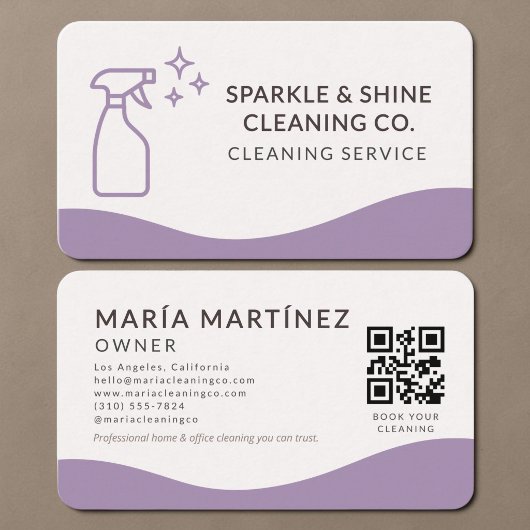 House Cleaning Purple QR Code  名刺