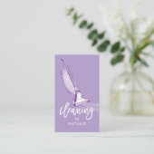 House Cleaning Retro Vacuum Cleaner Lavender 名刺 (スタンド正面)