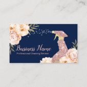 House Cleaning Rose Gold Spray Modern Floral Navy 名刺 (正面)