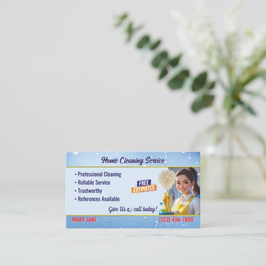 House Cleaning Service Business Cards 名刺 (スタンド正面)