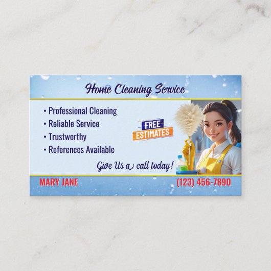 House Cleaning Service Business Cards 名刺 (正面)