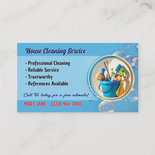 House Cleaning Service Business Cards 名刺 (正面)