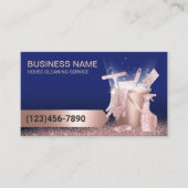 House Cleaning Service Modern Blue & Rose Gold 名刺 (正面)