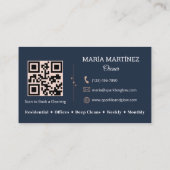House Cleaning Service QR Code Rose Gold Navy Blue 名刺 (裏面)