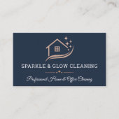 House Cleaning Service QR Code Rose Gold Navy Blue 名刺 (正面)