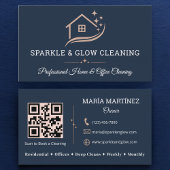 House Cleaning Service QR Code Rose Gold Navy Blue 名刺