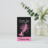 House Cleaning Service Retro Floral Vacuum Cleaner 名刺 (スタンド正面)