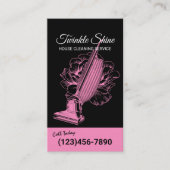 House Cleaning Service Retro Floral Vacuum Cleaner 名刺 (正面)