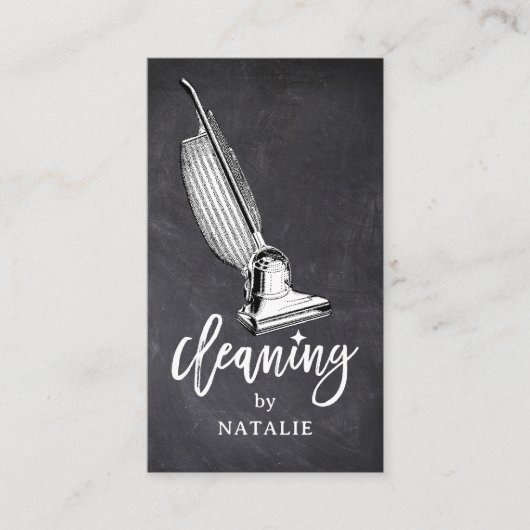 House Cleaning Service Retro Vacuum Cleaner 名刺 (正面)