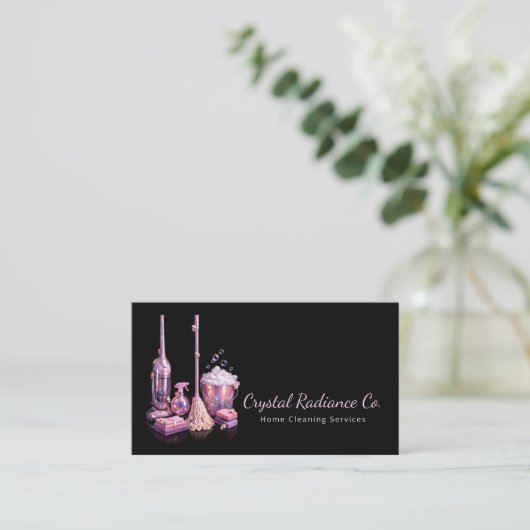 House Cleaning Service Supplies Modern QR Code 名刺 (スタンド正面)