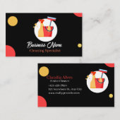 House Cleaning Services Business Card Black 名刺 (正面/裏面)