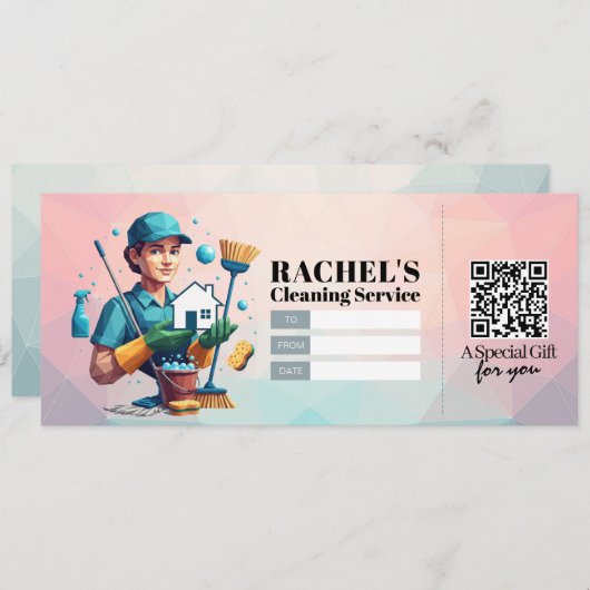 House Cleaning Services Gift Certificate Voucher 招待状 (正面/裏面)