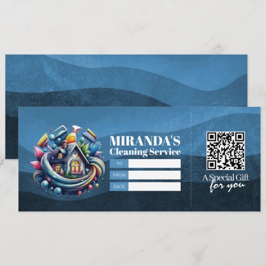 House Cleaning Services Gift Certificate Voucher 招待状 (正面/裏面)