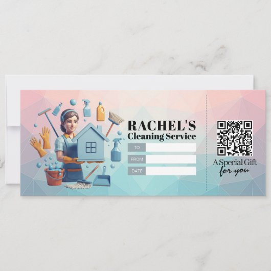 House Cleaning Services Gift Certificate Voucher 招待状 (正面)