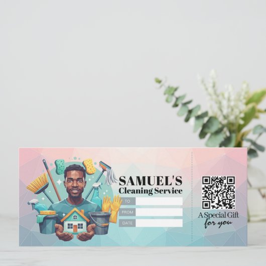 House Cleaning Services Gift Certificate Voucher 招待状 (スタンド正面)