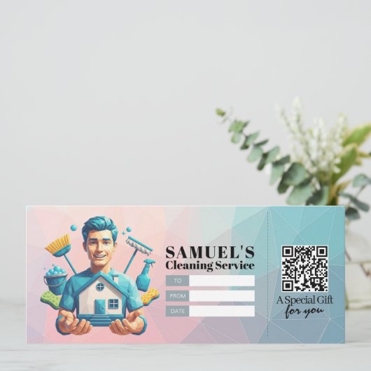 House Cleaning Services Gift Certificate Voucher 招待状 (スタンド正面)