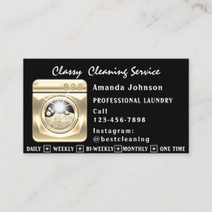 House Cleaning Services Laundy QRコードロゴ金ゴールド 名刺