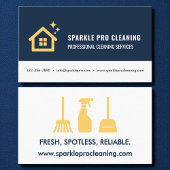 House Cleaning Services Logo Navy Blue & Gold  名刺