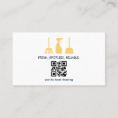 House Cleaning Services Navy Blue & Gold QR Code  名刺 (裏面)