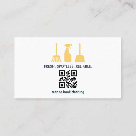 House Cleaning Services Navy Blue & Gold QR Code  名刺 (裏面)