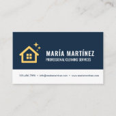 House Cleaning Services Navy Blue & Gold QR Code  名刺 (正面)