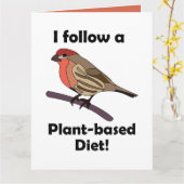 House Finch I Follow Plant-Based Diet Funny Bird カード (黄色い花)