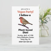 House Finch I Follow Plant-Based Diet Vegan Party 招待状 (スタンド正面)