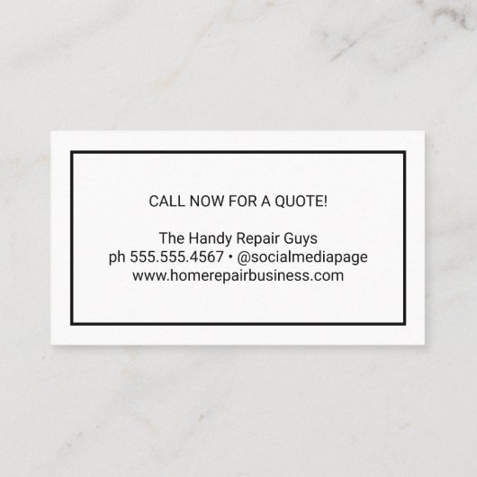 House Fixesロゴ | 石壁の背景 名刺 (裏面)