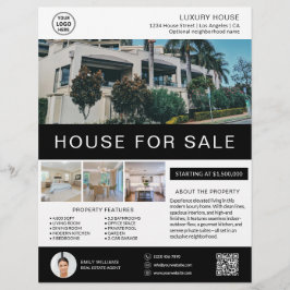 House for Sale 実在 Estate BrokerのカスタムロゴQR チラシ