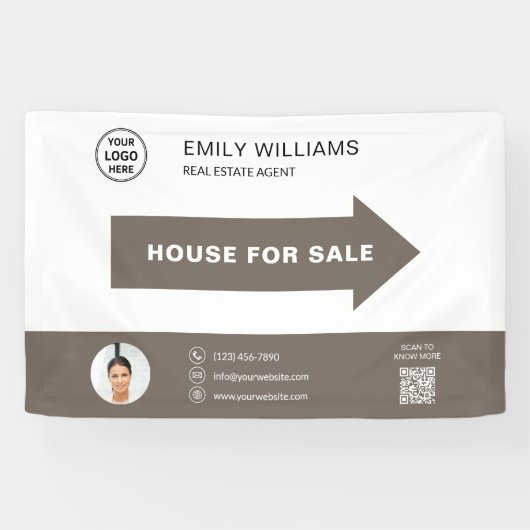 House for Sale Real Estate Logo QR Code 横断幕 (横)
