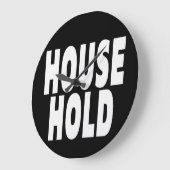 "HOUSE HOLD" ホワイトフォント ラージ壁時計 (傾斜)