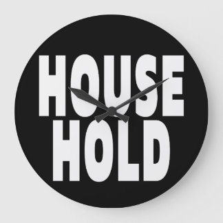 "HOUSE HOLD" ホワイトフォント ラージ壁時計