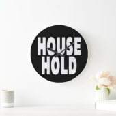 "HOUSE HOLD" ホワイトフォント ラージ壁時計 (ホーム)