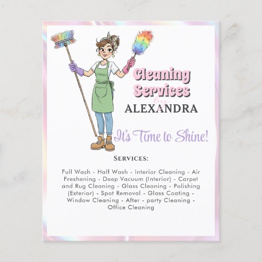 House Keeping Maid House Cleaning Service Pink チラシ (正面)