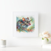 House mouse 120924AREF121 - Watercolor スクエア壁時計 (ホーム)