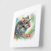 House mouse 120924AREF121 - Watercolor スクエア壁時計 (傾斜)