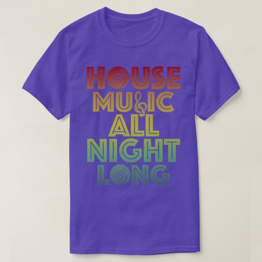 House Music All Night Long Trippy Techno EDM Rave Tシャツ (デザイン正面)