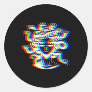 House Music Medusa Dj Optical Illusion Edm Hallowe ラウンドシール