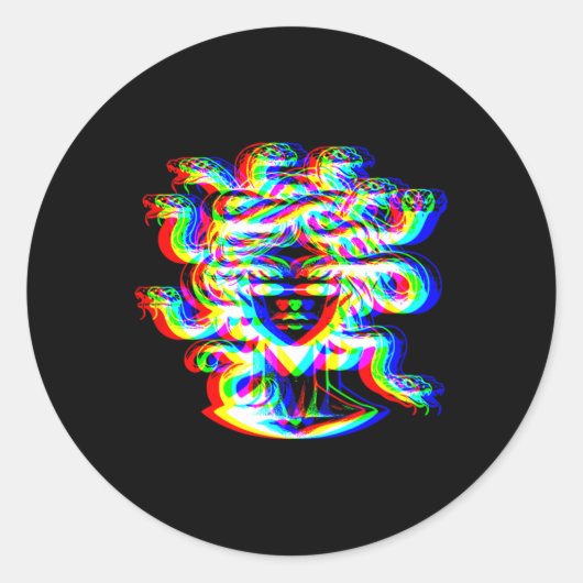 House Music Medusa Dj Optical Illusion Edm Hallowe ラウンドシール (正面)