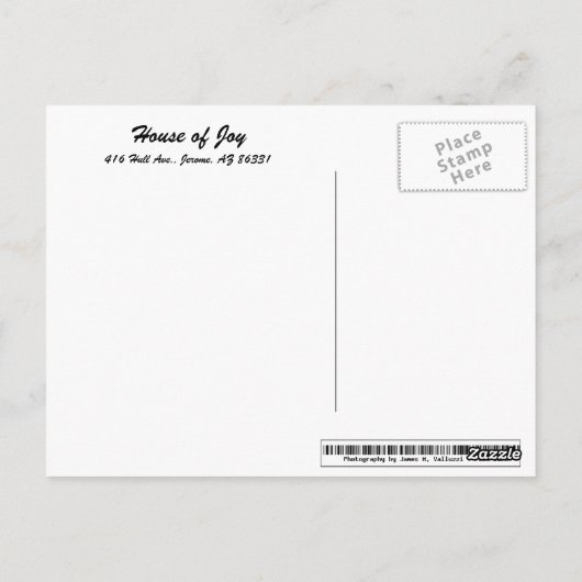House of Joy, Jerome, AZ. ポストカード (裏面)