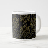 HOUSE OF THE DRAGON | Gold Filigree Dragon Pattern ジャンボコーヒーマグカップ (正面右)