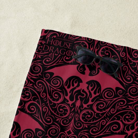 HOUSE OF THE DRAGON | Red Dragon Filigree Pattern ビーチタオル (インサイチュ)