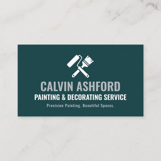 House Painter and Decorator Modern Teal & Silver 名刺 (正面)