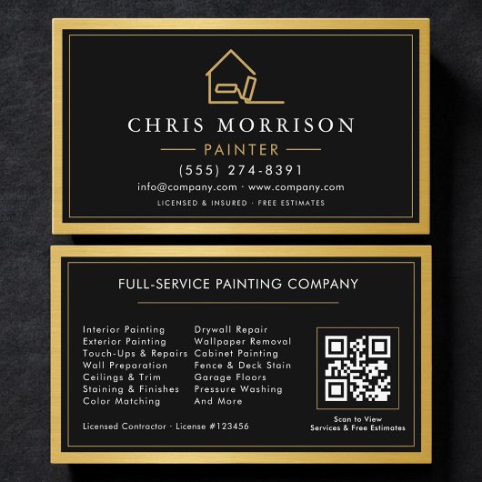 House Painter Gold Metal Painting QR Code 名刺