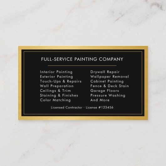 House Painter Modern Gold Metal Painting Service 名刺 (裏面)