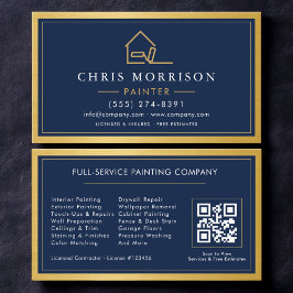 House Painter QR Code Gold Blue Metal Painting  名刺