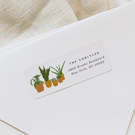 House Plants Have Moved Illustrated Return Address ラベル