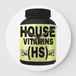 HOUSE VITAMINS (HS) 黒文字、黄色背景 ラージ壁時計